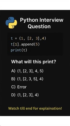 Day 8 | Python Interview Question | Tuples Are Immutable.. Or Are They? 🔥 #python #pythontips
