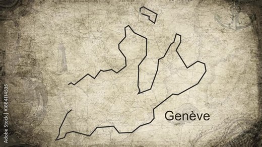 Geneva map drawn on a cartography background sheet of paper