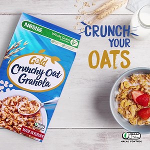 95K views · 427 reactions | Crunch on the new GOLD Crunchy Oat Granola! Packed with fibre, calcium and iron to give your family a great start to their day  Now available at AEON, AEON Big and Billion stores near you! #WholesomeAndDelicious #CrunchYourOats | Nestle Breakfast Cereals Malaysia | Facebook