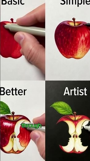 How to Draw an Apple: From Basic to Artist Level 🍎 (Satisfying Art Progression)