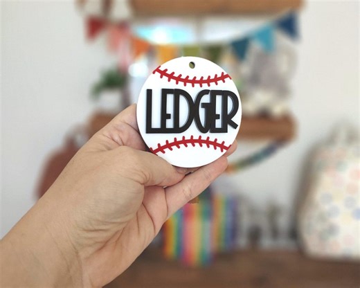 Personalized Baseball Bag Tag | Custom Layered Acrylic Sports Tag (3") - Etsy
