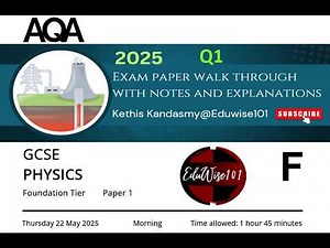 AQA GCSE (2025) Physics - Paper 1: Q1 Foundation Tier Past paper Energy