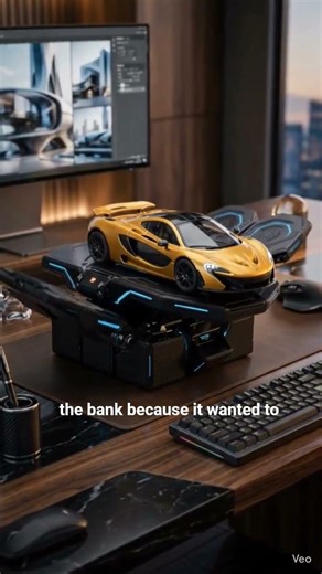 Fast transform Small metal box opens and transforms into a detailed orange supercar model, robotic