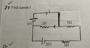Find current I in the following circuit:Two voltage sources: ... | Filo