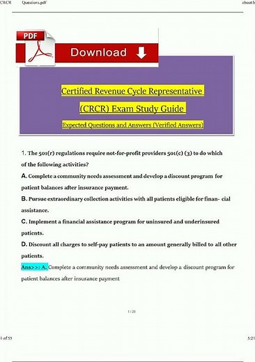 Latest CRCR Exam Study Guide Questions and Verified Answers 100 Guarantee Pass video