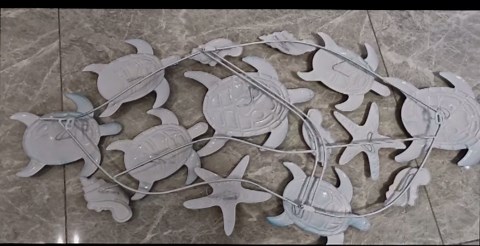 FOGVG Coastal Metal Sea Turtle Wall Art Decor, 3D Metal Sea Turtles Artwork, Nautical Beach Theme Wall Décor, Turtle Wall Sculpture Hanging Ornament, for Bedroom Living Room Outdoor Decor