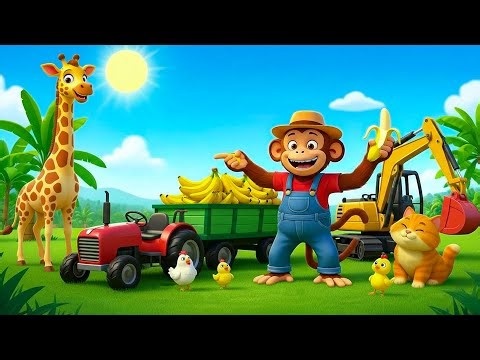 Monkey Farmer Fixes Tractor and Plows Beet Field - Farm Work | Funny Monkey Kids!🚜