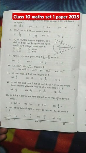 class 10 maths set 1 question paper 2025 / set 1 basic maths paper solution 2025 class 10 / cbse2025