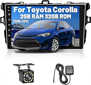 2GB+32GB Android Car Stereo for Toyota Corolla 06-12, 9 Inch Touch Screen Car Radio in Dash GPS Navigation with Bluetooth, FM, WiFi + Backup Camera
