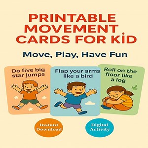 Printable Movement Cards for Kids | Gross Motor Skill Activities | Fun Physical Exercises PDF   PNG - Etsy
