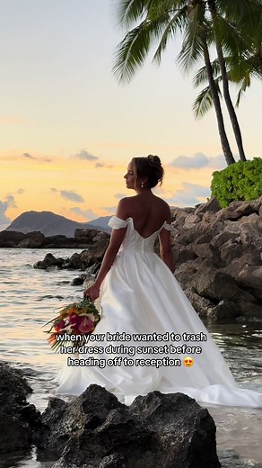 Breathtaking Trash the Dress Sunset Wedding Photoshoot in Hawaii