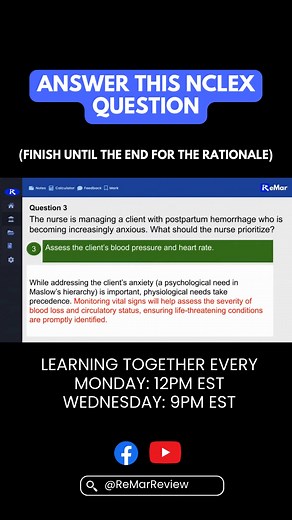 Challenge yourself with this NCLEX Practice Question! Practice more for free at ReMarNurse.com/free. | ReMar Nurse