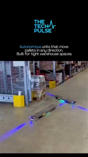 AI Tools & News | Technology | Artificial Intelligence on Instagram: "These are Filics Units, developed by Filics, a Munich-based robotics startup focused on warehouse automation. Each unit autonomously slides underneath a pallet, lifts loads of up to one ton, and moves omnidirectionally through tight spaces. Instead of forks or drivers, the robots rely on coordinated motion, onboard sensors, and visual light-based navigation to operate safely alongside people and other machines. By working dire