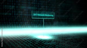 Digital landscape software defined typography with futuristic binary code - 24-7 Network Monitoring
