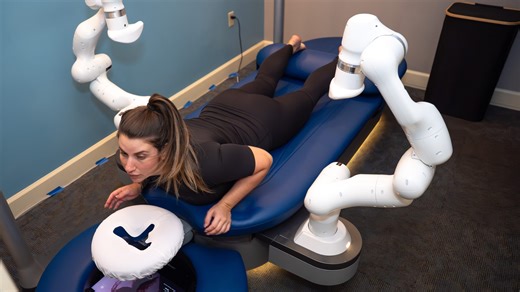 Watch the video of the Hand & Stone Massage Facial Spa massage robot!