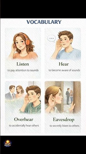 Listen vs Hear vs Overhear vs Eavesdrop | English Listening Verbs Explained #english #learning