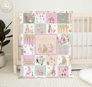 Peter Rabbit Baby Blanket Girl, Custom Baby Blanket, Peter Rabbit Baby Shower Gift Girl, Peter Rabbit Crib Bedding, Rabbit Nursery Bedding - Etsy