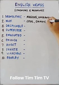 223K views · 8.5K reactions | ENGLISH WORDS: SYNONYMS and MEANINGS https://youtube.com/@timtimtv1125 | Tim Tim TV | Facebook