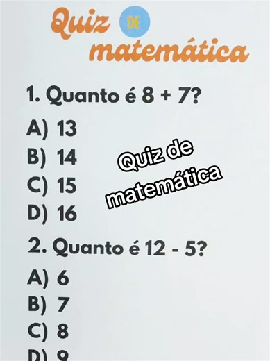 Quiz de matemática básica. #matematica #quiz #matematicabasica