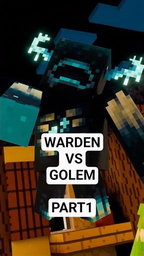 Fight in the village ! Warden Vs GOLEM #minecraft #golem #minecraftmemes #minecraftanimation