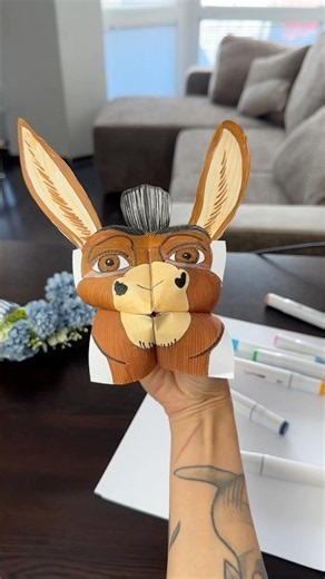 DIY Donkey Paper Puppet 🫏 | Shrek Paper Craft | Easy Paper Puppet #shrek