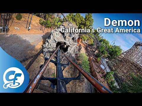 Demon front seat on-ride 4K POV California's Great America