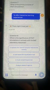 Question 7What is the primary purpose of PhET simulations?01:... | Filo