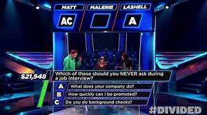 In this special episode of #Divided, we start with 3 contestants and no elimination. How will this change the game dynamic? Watch all new Thur 9|8c on GSN #DividedSpecialEdition. | Divided | Facebook