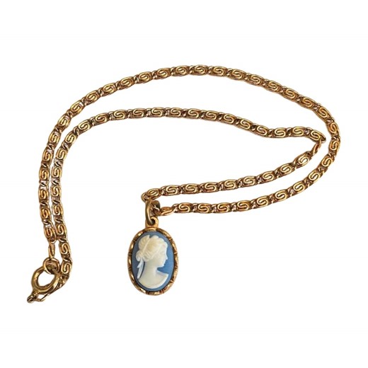 Vintage Avon Cameo Necklace Gold Tone Blue and White Pendant - Etsy