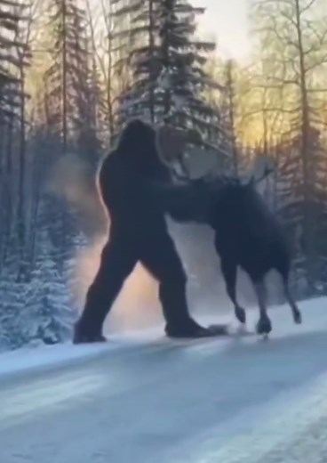 Moose Charges Bigfoot in Canadian Wilderness Standoff