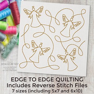 Angels Wings E2E Quilt Block Machine Embroidery Design, Continuous Line Single Run Quilting, Edge to Edge Quilt Pattern, ITH Reverse Stitch - Etsy