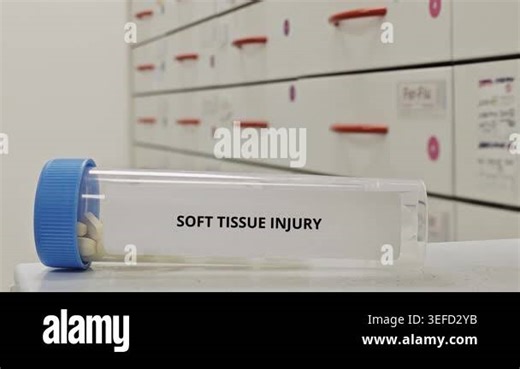 SOFT TISSUE INJURY treatment tablets used to reduce inflammation and support healing of muscles and ligaments Stock Video Footage - Alamy