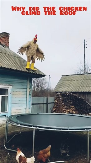 Guy in Chicken Suit Jumps Off Roof Onto Trampoline… Ends BADLY