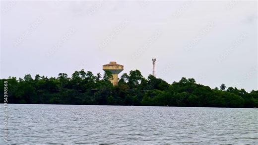 POV shot from a boat of a water station during the day in Koggala, Galle District, Southern Province, Sri Lanka
