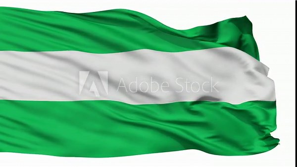 Santa Cruz flag, city of Bolivia, realistic animation isolated on white seamless loop - 10 seconds long (alpha channel is included)