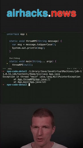 Better (Helpful) NullPointerException Output with Java 17 #java #shorts