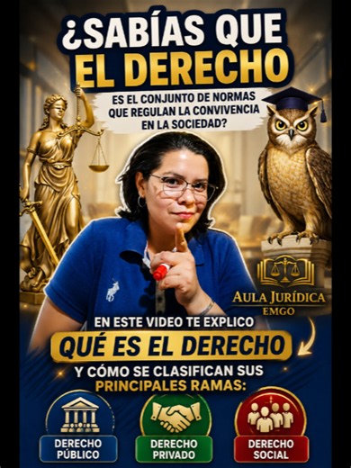 📚 ¿Qué es el Derecho y cuáles son sus ramas? Explicación fácil en 1 minuto ⚖️ ¿Sabías que el Derecho es el conjunto de normas que regulan la convivencia en la sociedad? ⚖️ En este video te explico qué es el Derecho y cómo se clasifican sus principales ramas: Derecho Público, Derecho Privado y Derecho Social. Aprende de forma sencilla conceptos básicos de derecho que todo estudiante debe conocer. 🔹 Concepto de Derecho 🔹 Clasificación de las ramas del Derecho 🔹 Derecho Público 🔹 Derecho Priva