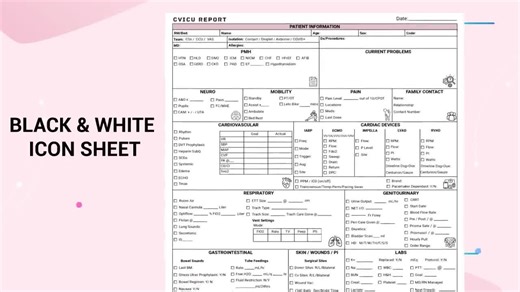 Editable ICU Nurse Report Sheet for CVICU Report Sheet Graduate Nurse Brain Sheet for Critical Care Handoff Report Sheet Nursing Brain Canva - Etsy