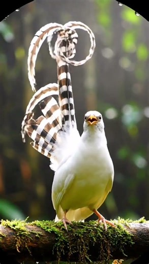 Realistic Spiral-Tailed White Bird Has a Hypnotic Display