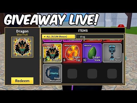 PERMANENT DRAGON FRUIT GIVEAWAY LIVE! - Blox Fruits
