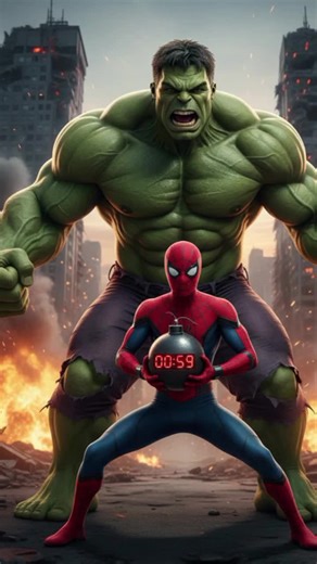 Hulk protège la ville contre l'explosion de spiderman 😱🤯 #spiderman #hulk #bomb