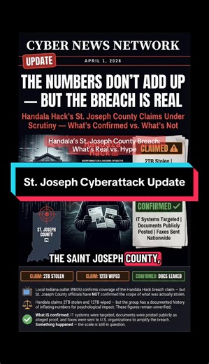 An Iranian‑linked hacker group called Handala claims it stole 2TB of data and wiped 12TB from St. Joseph County, Indiana. But local officials haven’t confirmed those numbers — and this group is known to exaggerate for shock value. What is real: county IT systems were hit, documents are leaking online, and faxes went out nationwide to embarrass local government. This update breaks down the difference between the scary headline claims and the facts we actually know so far.