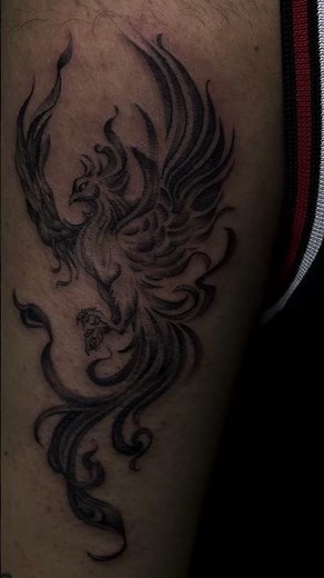 Black & Gray Phoenix Tattoo — Symbol of Rebirth