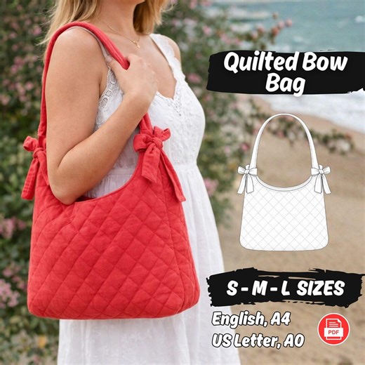 Slouchy Bag Sewing Pattern Shoulder Bow Tote Bag Digital Tutorial S-M-L Sizes - Etsy Australia