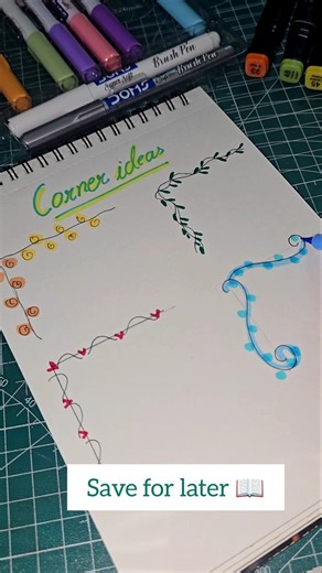 Easy corner decoration ideas ✨💖Make your notes look aesthetic 📒Day 6/7 🌸 Save this for later!