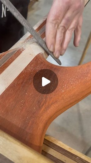 Alembic on Instagram: "Jack is rough carving the heel on a custom bass. The neck is Maple, Vermilion, and Walnut. We made the body out of Vermilion as well. #alembic #custombass #carving #handcarving #rasp #handmade #madeinusa"
