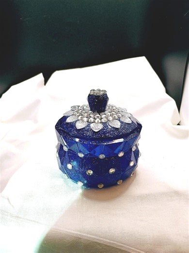 Cobalt Blue Valentine Jewelry Box – Heart Rhinestone Resin Keepsake - Etsy