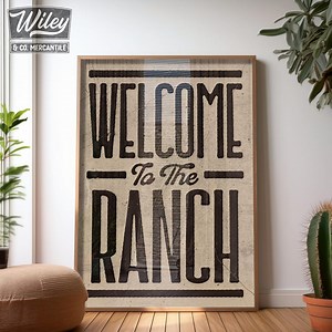 Welcome to the Ranch Art Print, Vintage Western Home Decor, Ranch House Wall Art, Rustic Welcome Sign Print, Retro Cowgirl Cowboy Wall Decor - Etsy