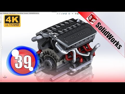 Solidworks tutorial V12 engine Ep 39 4K 😍