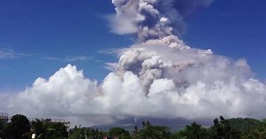 The Mayon volcano in the Philippines fires off a warning blast